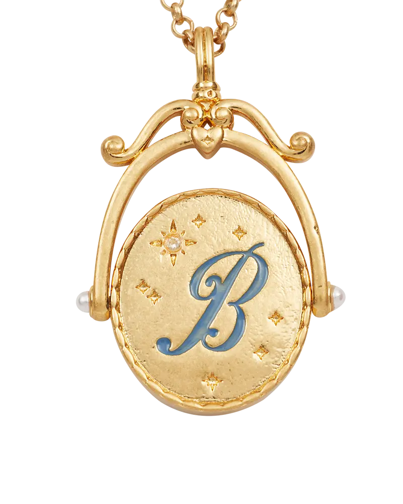 B Initial Bluebell Gold Spinner Necklace 1