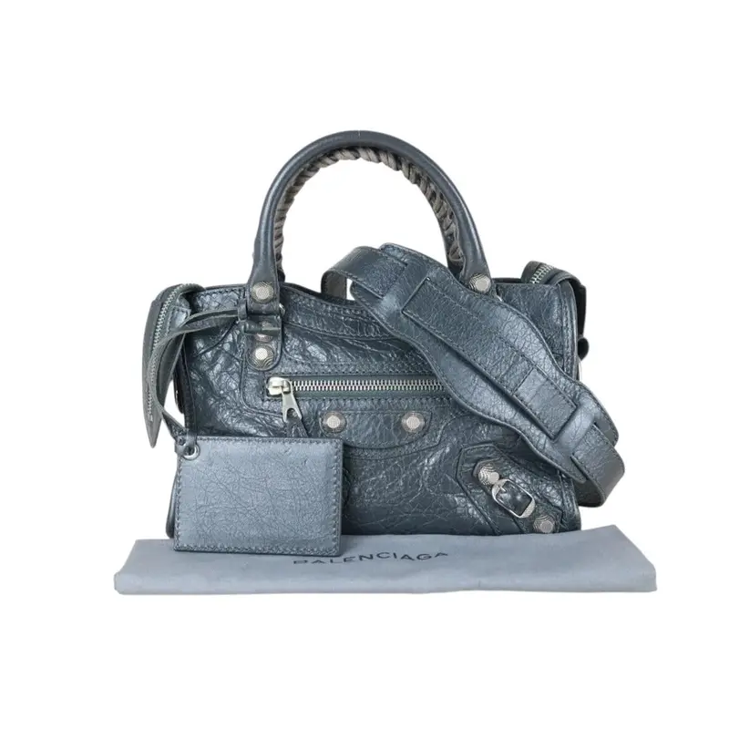 Balenciaga W25100101 Calf Leather Le City Mini Shoulder Bag Grey (Good Condition) 1