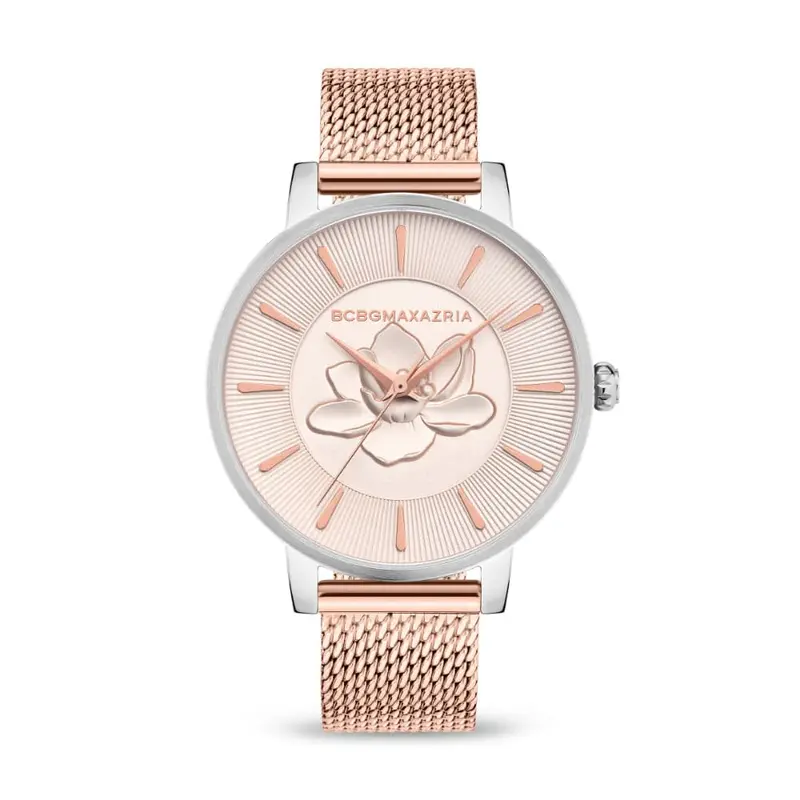 Bcbgmaxazria Bawlg2133104 Rose Gold Mesh Strap Women's Watch 1
