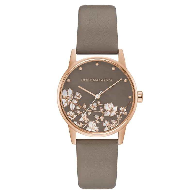 Bcbgmaxazria Quartz Brown Floral Leather Bg50827001 Women's Watch 1