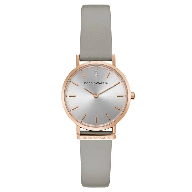 Bcbgmaxazria Quartz Rose Gold Grey Leather Strap Bg50821002 Women's Watch 1