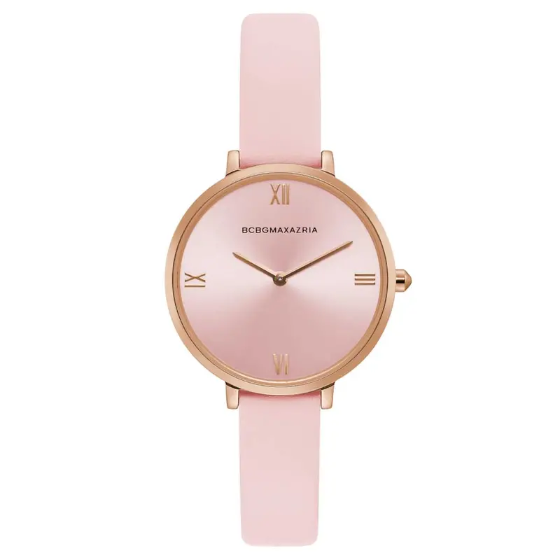Bcbgmaxazria Quartz Rose Gold Stainless Steel Bg50668002 Pink Leather Strap Women's Watch 1