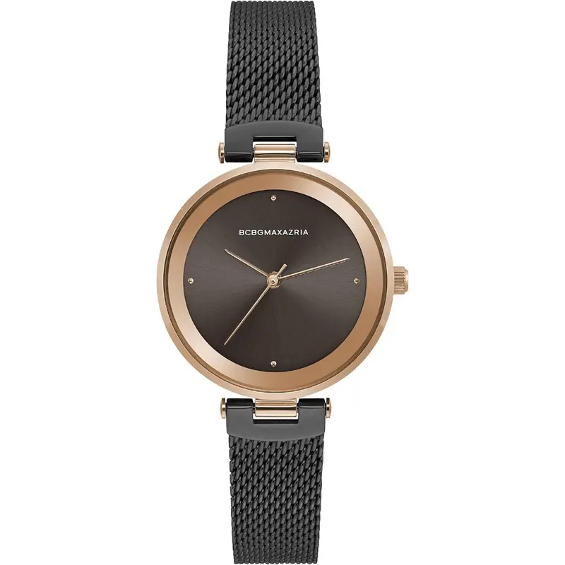Bcbgmaxazria Quartz Rose Gold Stainless Steel Bg50671004 Black Mesh Strap Women's Watch 1