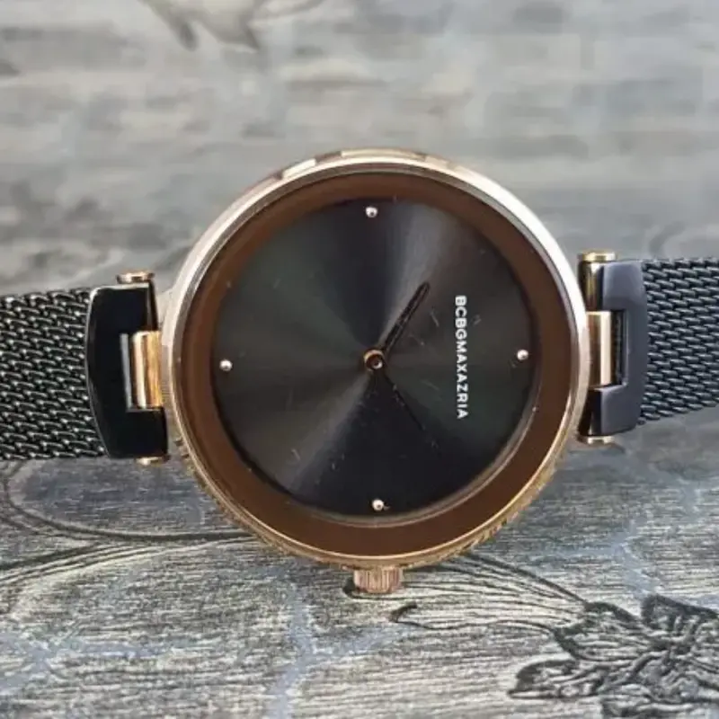 Bcbgmaxazria Quartz Rose Gold Stainless Steel Bg50671004 Black Mesh Strap Women's Watch 2