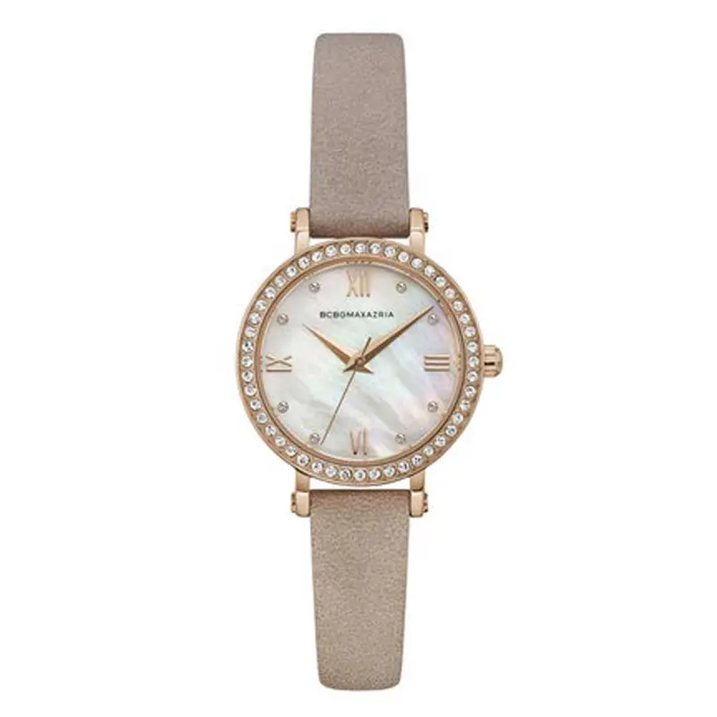 Bcbgmaxazria Quartz Rose Gold Stainless Steel Bg50674002 Brown Leather Strap Women's Watch 1