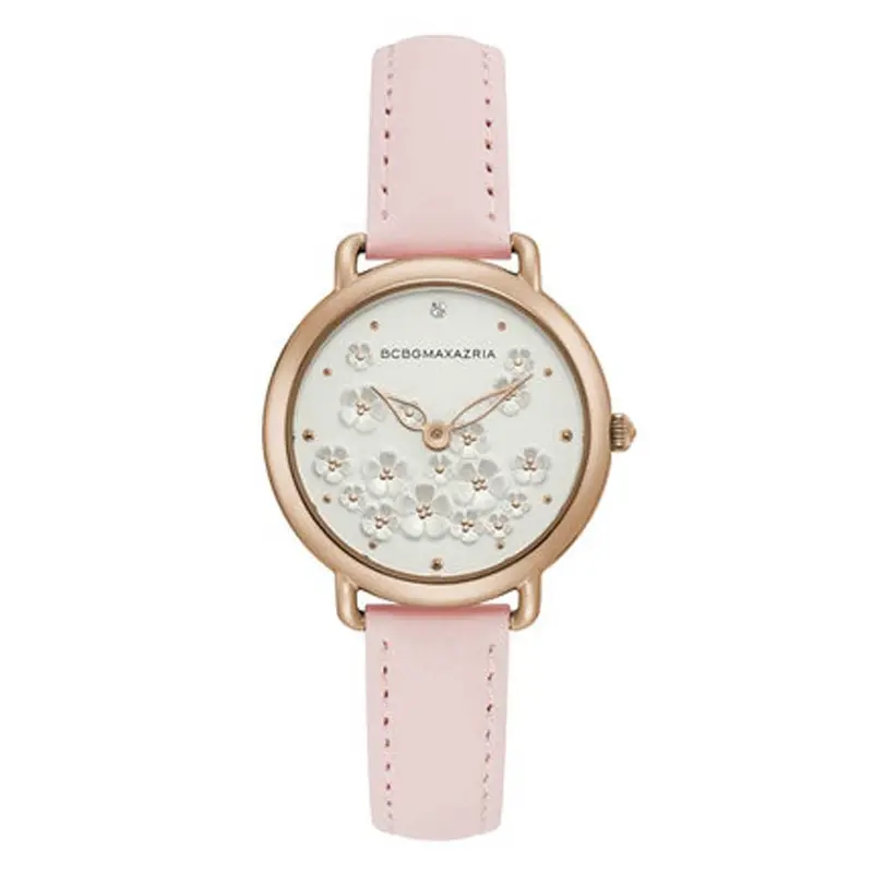 Bcbgmaxazria Quartz Rose Gold Stainless Steel Bg50676004 Pink Leather Strap Women's Watch 1