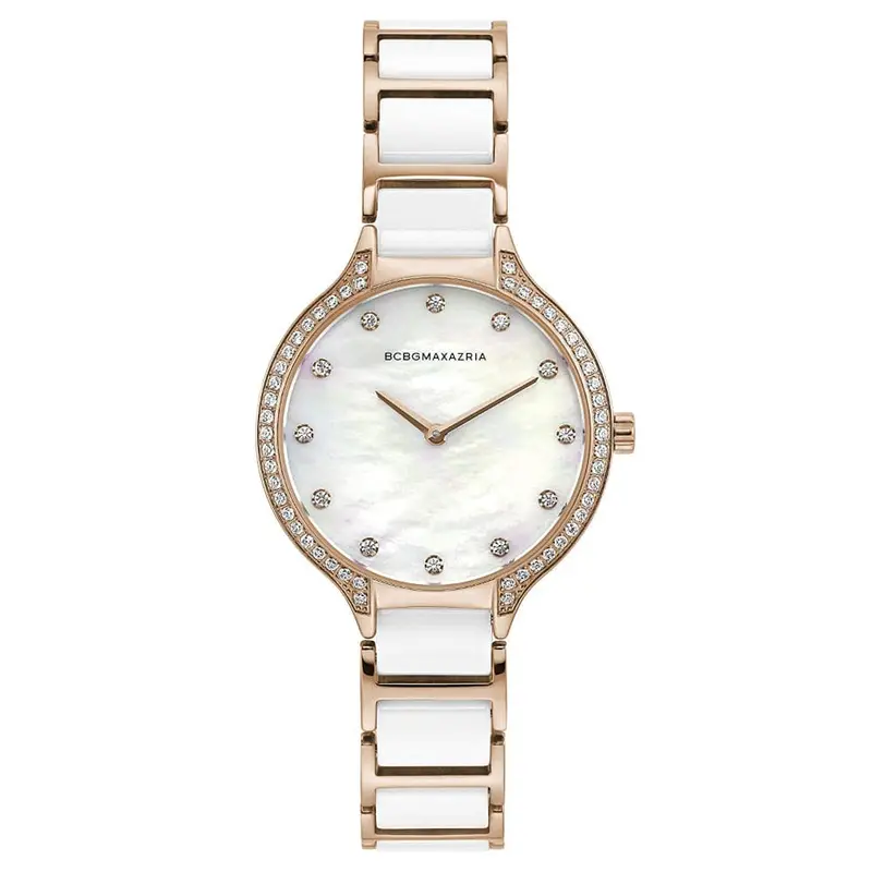 Bcbgmaxazria Quartz Rose Gold Stainless Steel Bg50678006 White Ceramic Strap Women's Watch 1