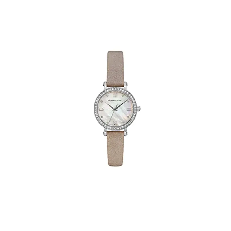 Bcbgmaxazria Silver Stainless Steel Bg50674001 Brown Leather Strap Women's Watch 1