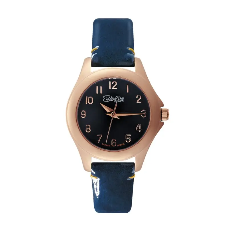 Beka & Bell Black Dial Blue Leather Strap Women Watch Bb010-D 1