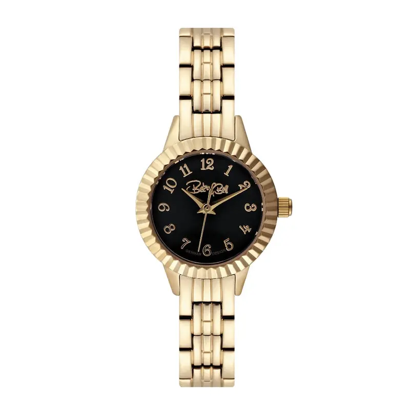Beka & Bell Black Dial Gold Stainless Steel Strap Women Watch Bb006-D 1