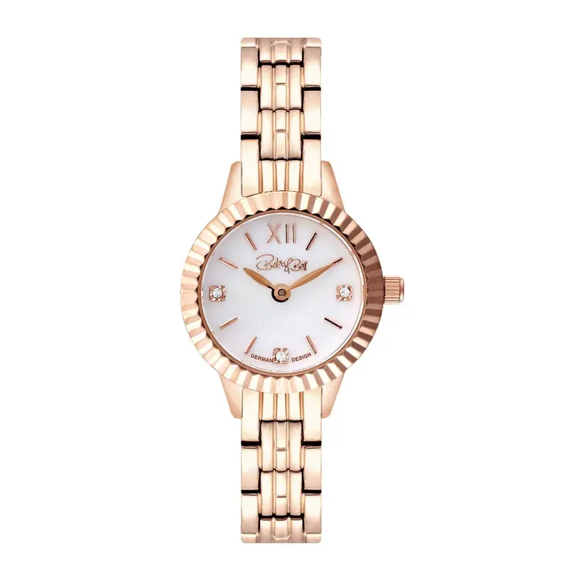 Beka & Bell White Dial Rose Gold Stainless Steel Strap Women Watch Bb008-D 1