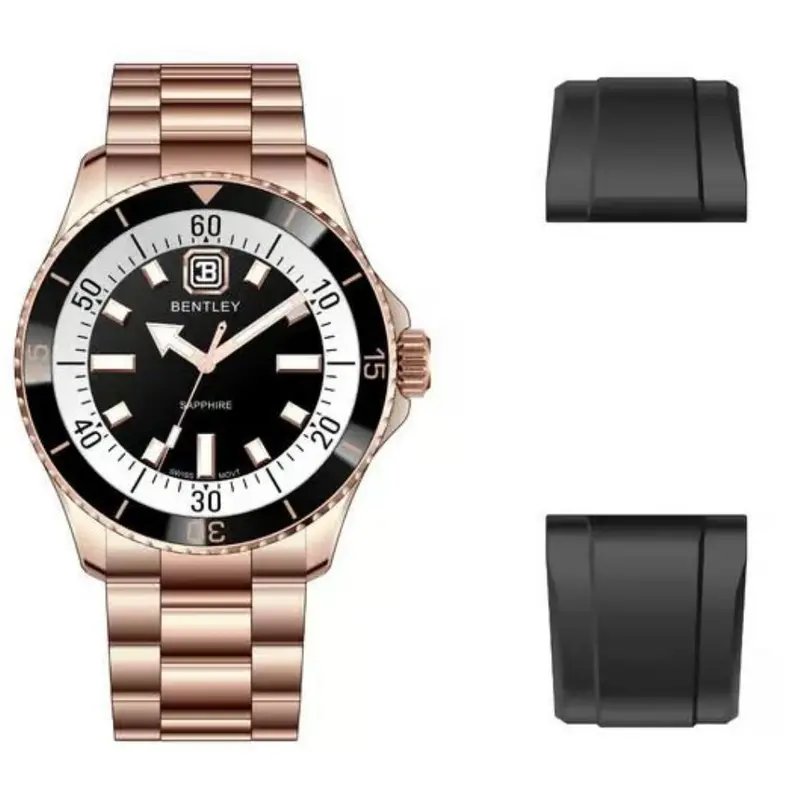 Bentley The Aurora Black Fkm Strap Men Watch Bl-20-48 1