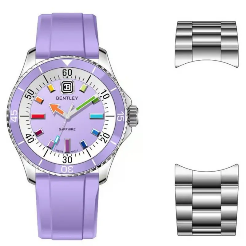 Bentley The Aurora Purple Fkm Strap Men Watch Bl-20-23 1