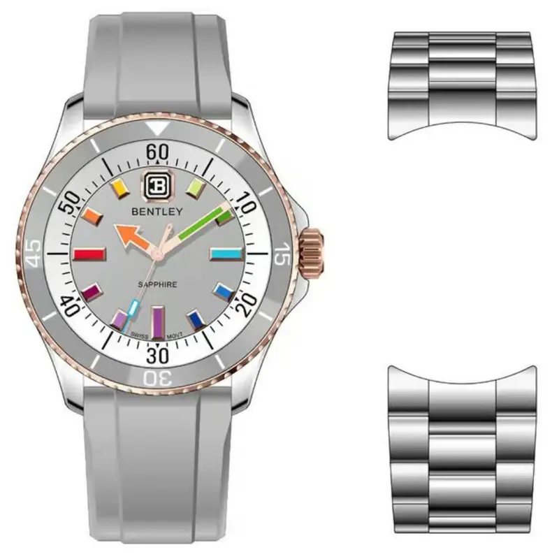 Bentley The Aurora White Fkm Strap Men Watch Bl-20-92 1