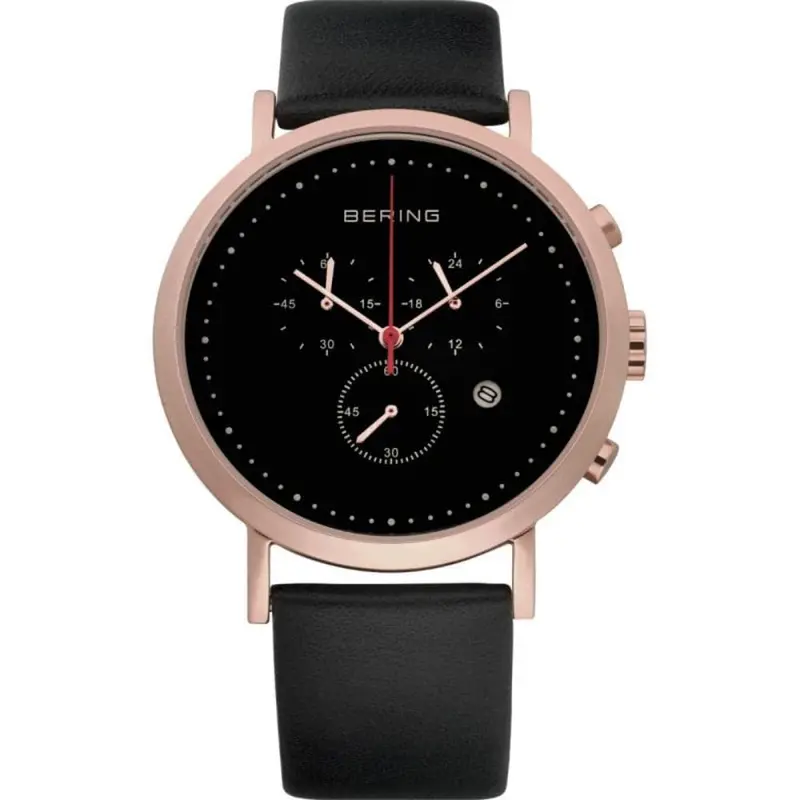Bering 10540-462 Black Leather Chronograph Men Watch 1