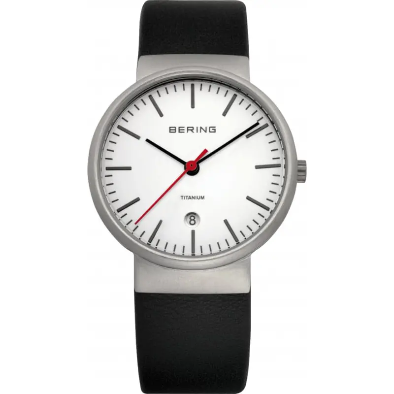 Bering 11036-404 White Dial Black Leather Men Watch 1
