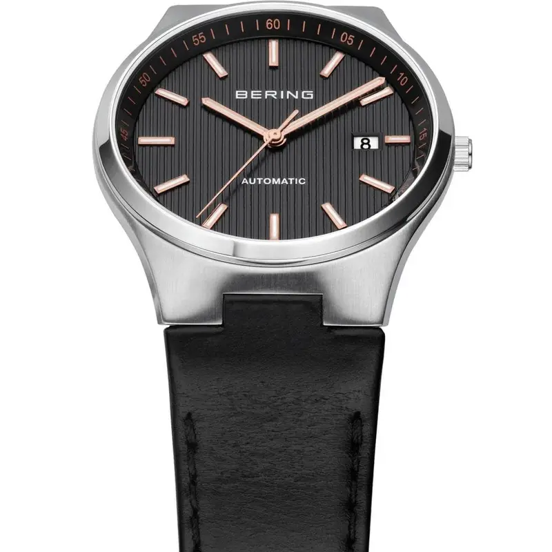Bering 13641-402 Automatic Stainless Steel Black Leather Strap Men's Watch 2