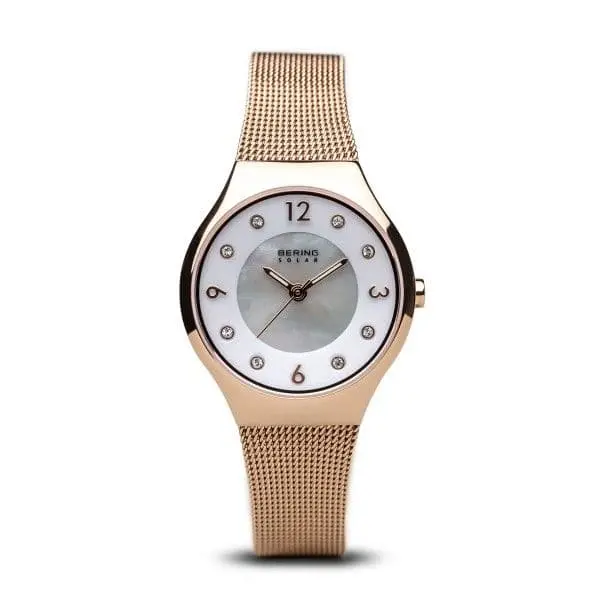 Bering 14427-366 Solar Powered Swarovski Srystal Rose Gold Women's Watch 1