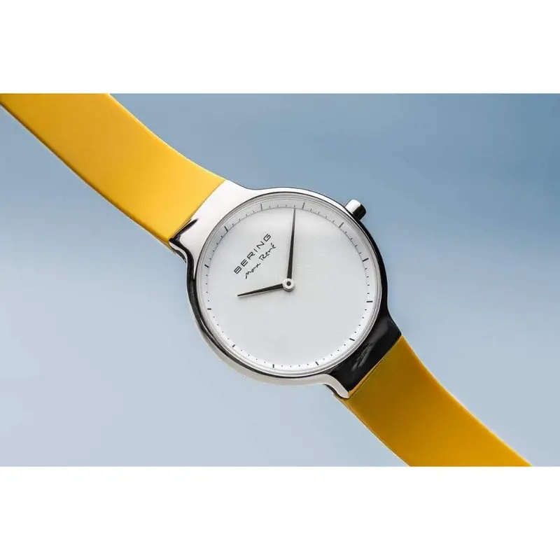 Bering 15531-600 Max Rene Polished Silver Case Yellow Rubber Strap Women's Watch 2