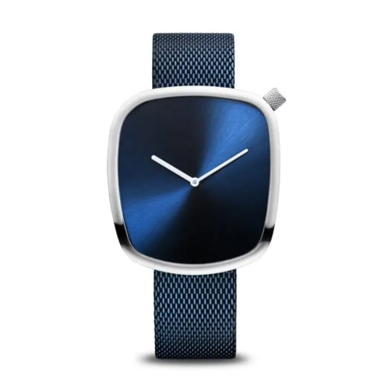 Bering 18040-307 Classic Brushed Blue Dial & Mesh Stainless Steel Men's Watch 1