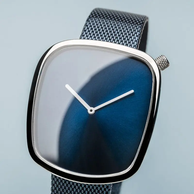 Bering 18040-307 Classic Brushed Blue Dial & Mesh Stainless Steel Men's Watch 2