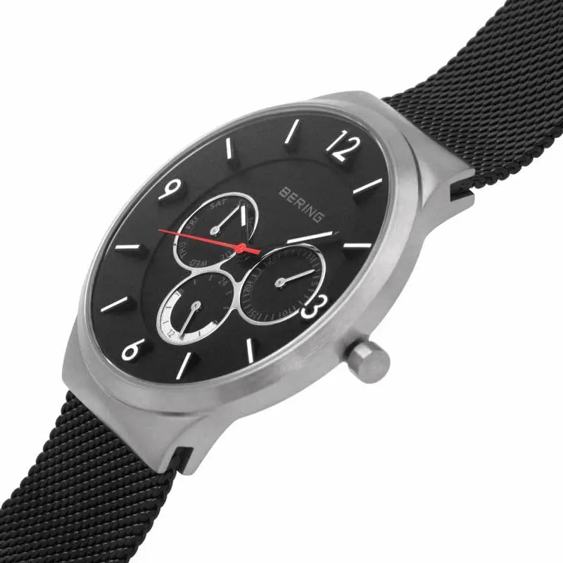 Bering 33441-102 Chronograph Brushed Silver Black Mesh Bracelet Men's Watch 2