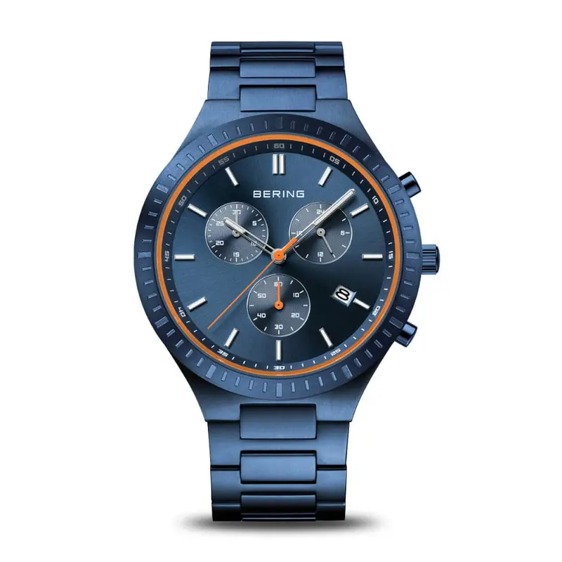 Bering Chronograph Blue Dial Stainless Steel Strap Men Watch 11743-797 1