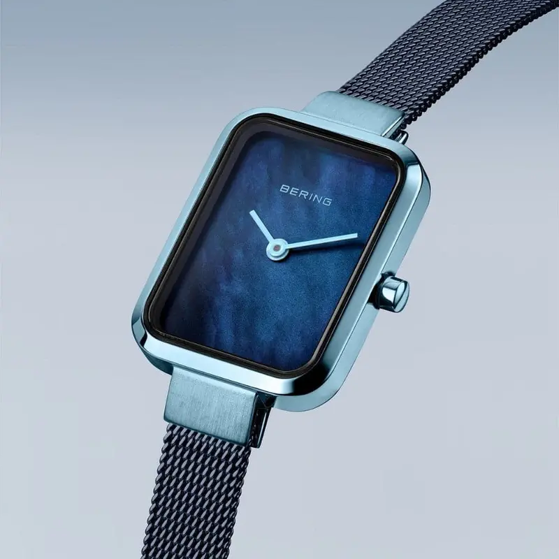Bering Classic Blue Dial Milanese Strap Women Watch 14520-398 2