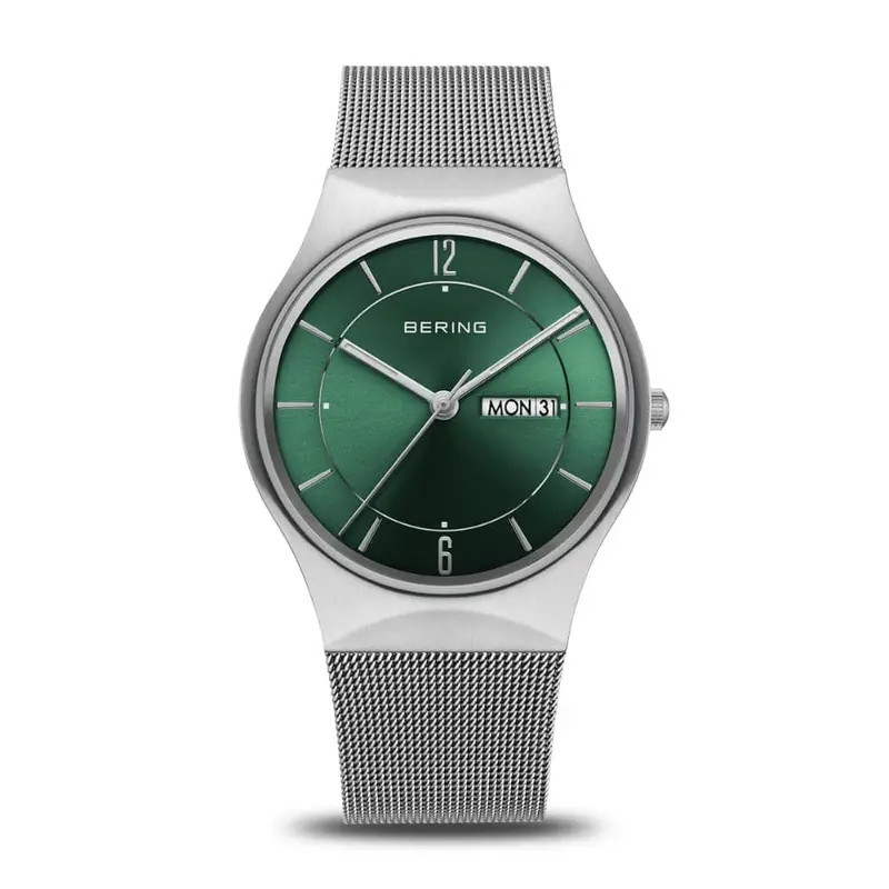 Bering Classic Green Dial Silver Milanese Strap Men Watch 11938-008Dd 1