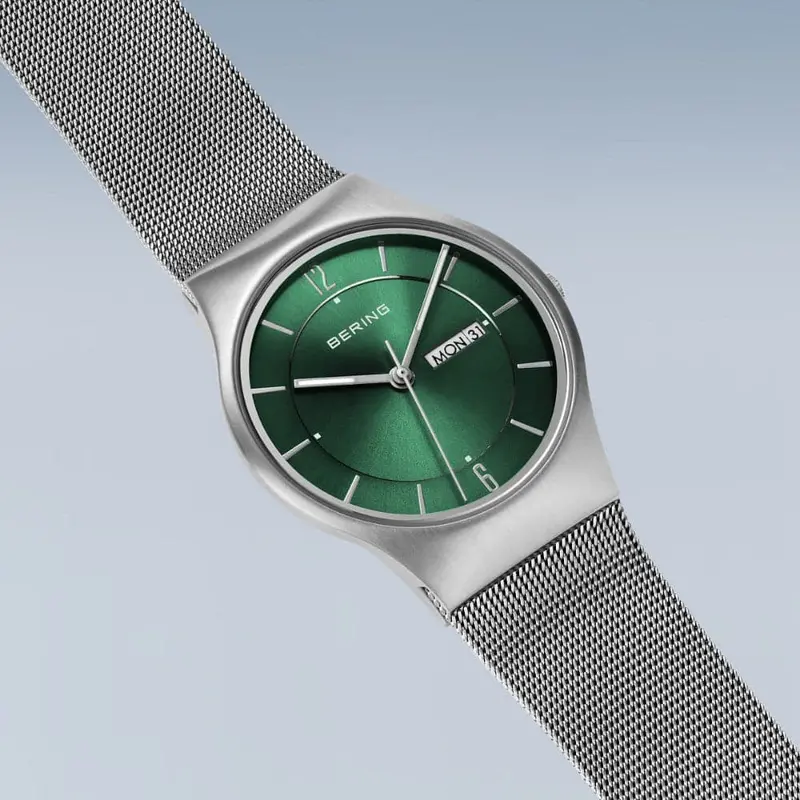 Bering Classic Green Dial Silver Milanese Strap Men Watch 11938-008Dd 2