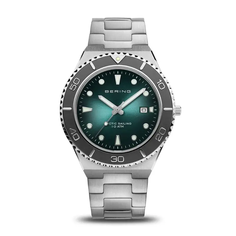 Bering Classic Green Dial Silver Stainless Steel Strap Men Watch 18940-708 1