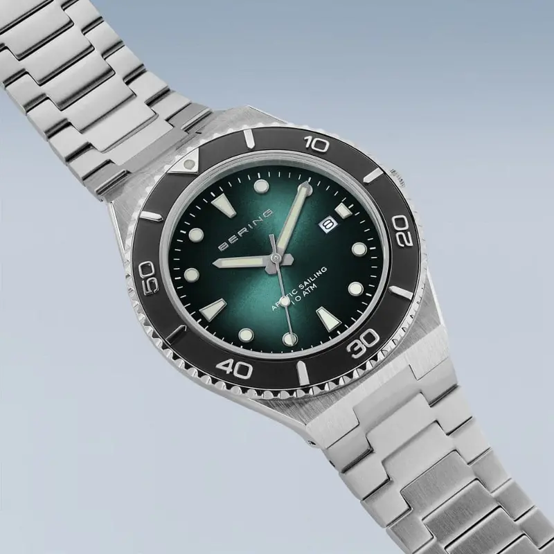 Bering Classic Green Dial Silver Stainless Steel Strap Men Watch 18940-708 2