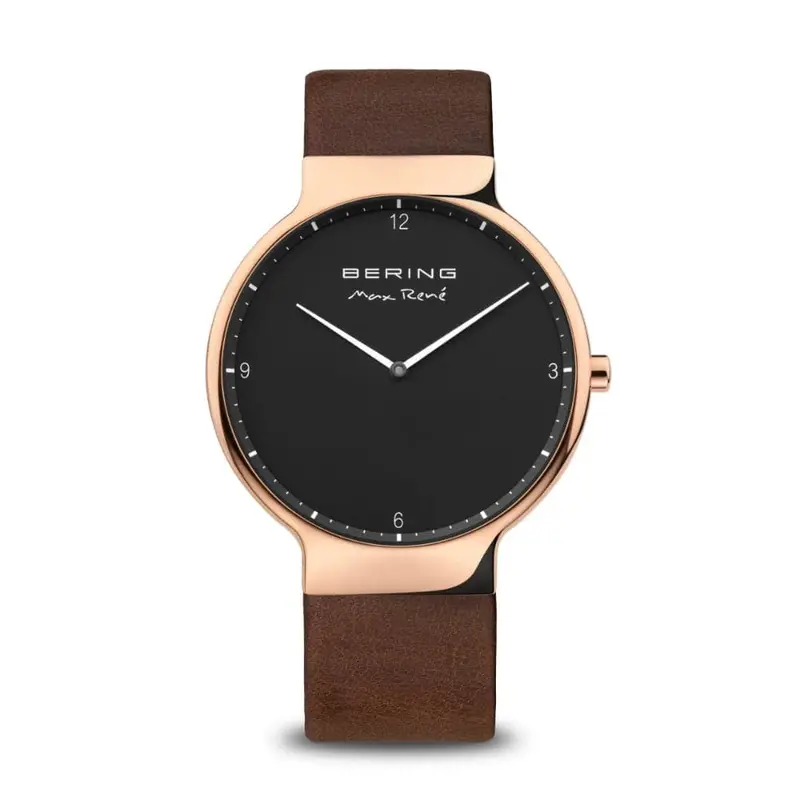Bering Max Rene Black Dial Brown Leather Strap Men Watch 15540-562 1