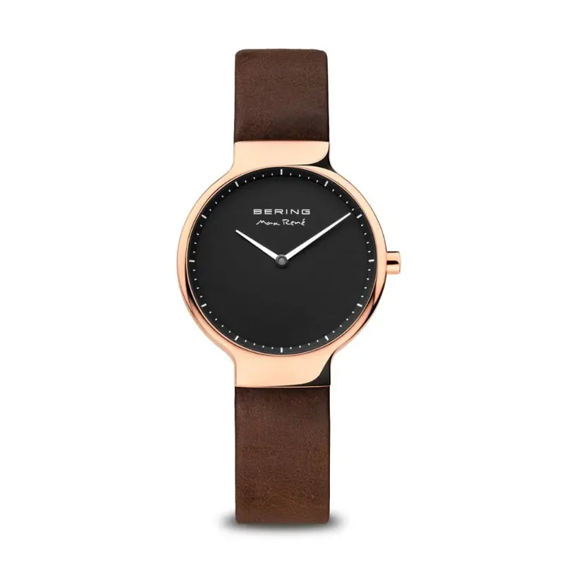 Bering Max Rene Black Dial Brown Leather Strap Women Watch 15531-562 1