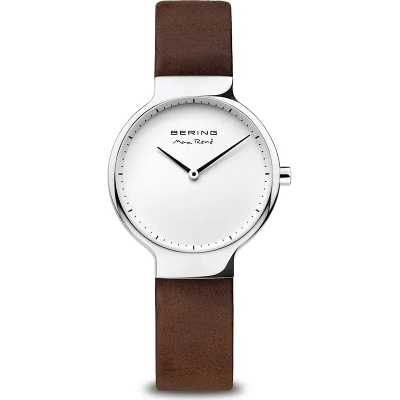 Bering Max Rene White Dial Brown Leather Strap Men Watch 15531-504 1