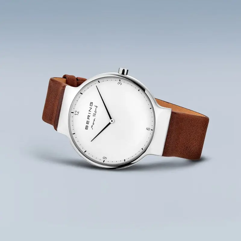 Bering Max Rene White Dial Brown Leather Strap Men Watch 15540-504 2