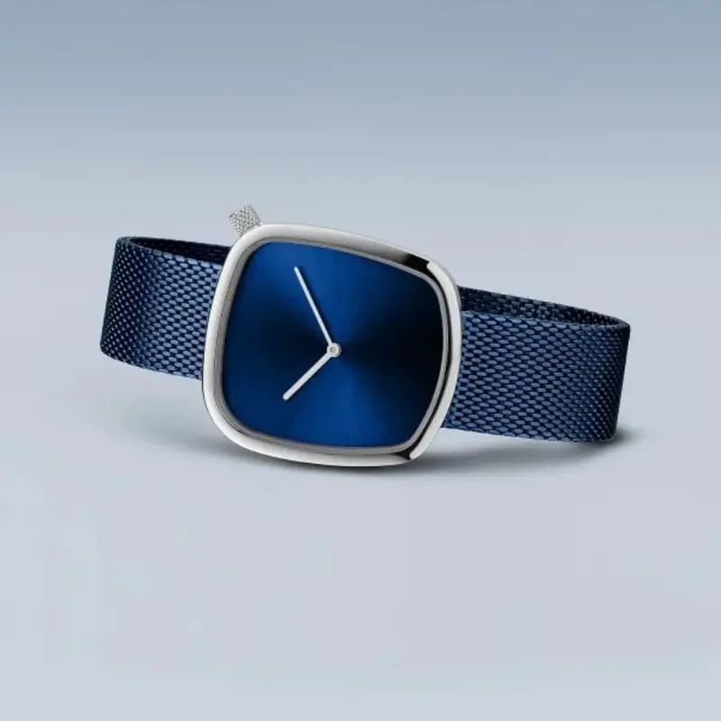 Bering Pebble Blue Dial Mesh Strap Women Watch 18034-307 2