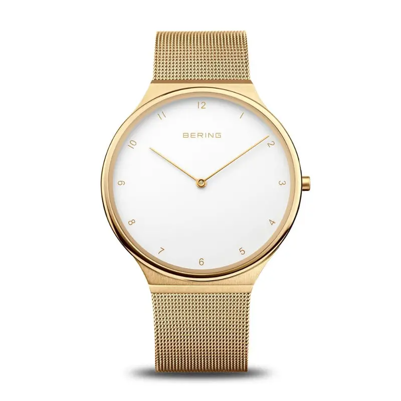 Bering Ultra Sim White Dial Gold Milanese Strap Women Watch 18440-334 1
