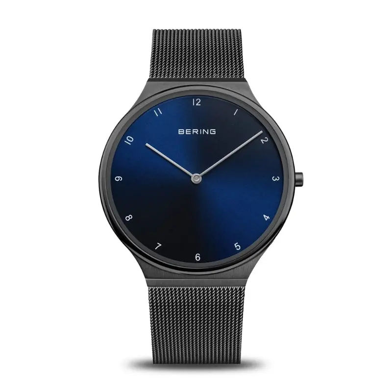 Bering Ultra Slim Blue Dial Black Milanese Strap Women Watch 18440-227 1