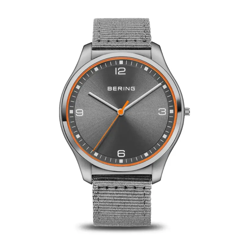 Bering Ultra Slim Gray Dial And Nato Strap Men Watch 18342-577 1