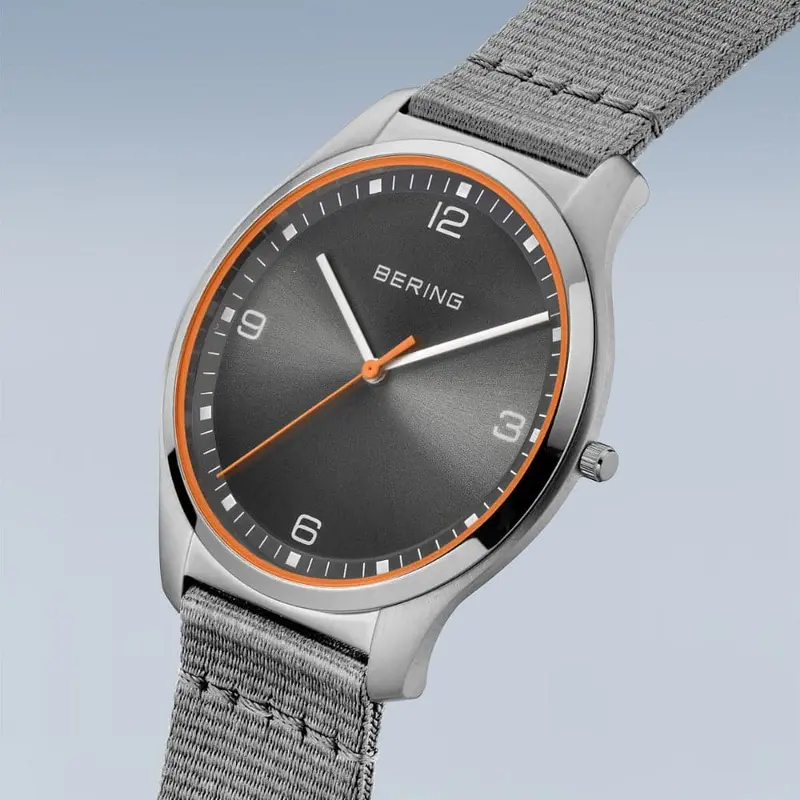 Bering Ultra Slim Gray Dial And Nato Strap Men Watch 18342-577 2