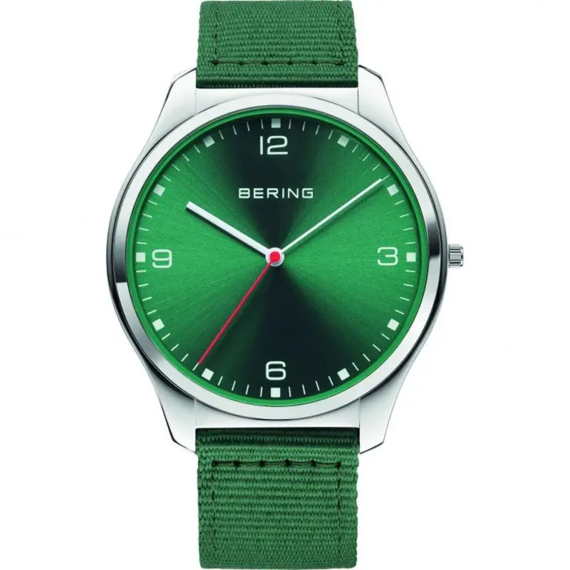 Bering Ultra Slim Green Dial Nato Strap Men Watch 18342-508 1