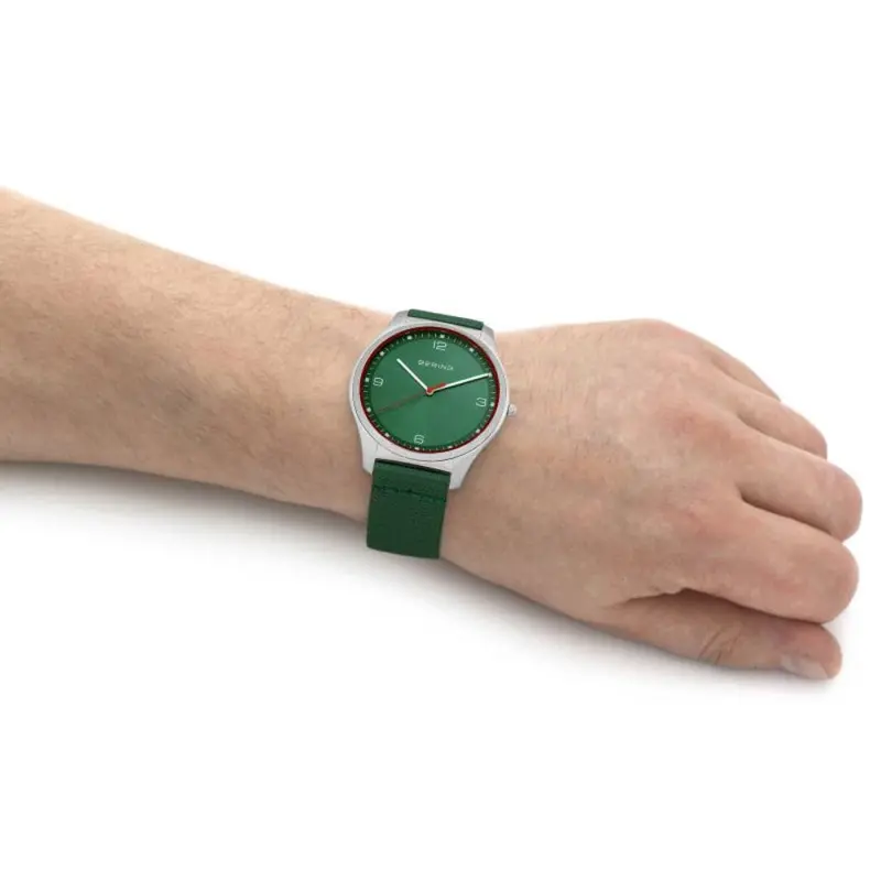 Bering Ultra Slim Green Dial Nato Strap Men Watch 18342-508 2