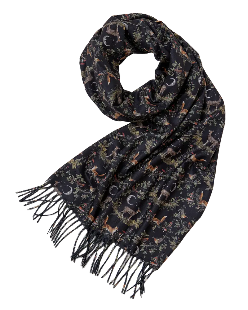 Black A Night's Tale Woodland Tassel Scarf 1