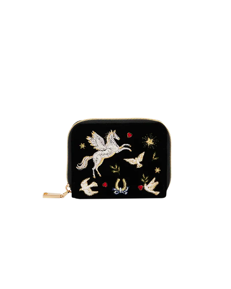 Black Celestial Velvet Embroidered Purse Small 1