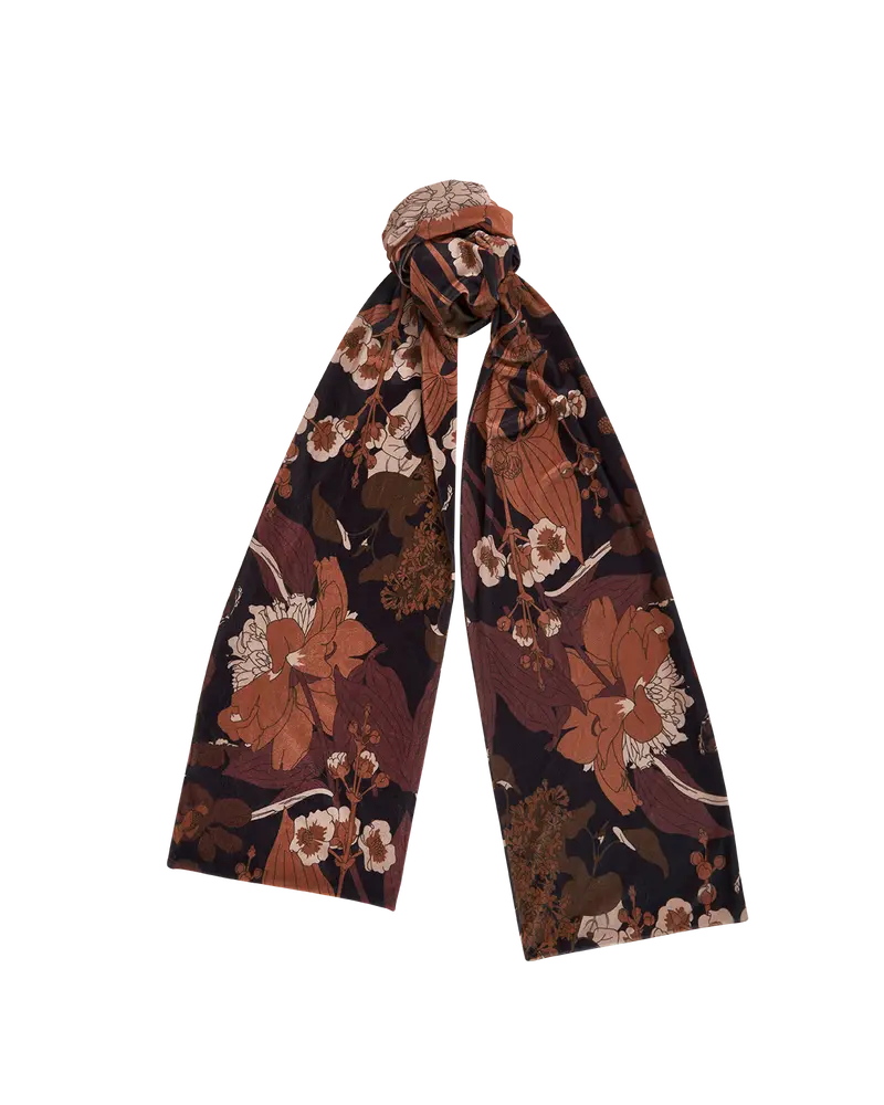 Black Deco Blooms Velvet Scarf 1