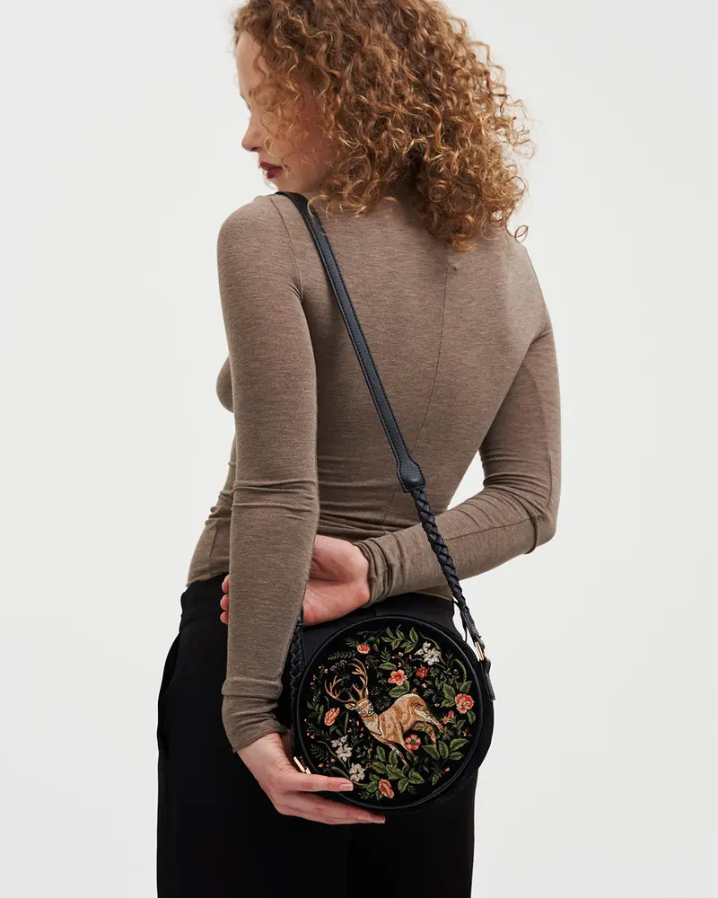 Black Embroidered Circle Bag 2