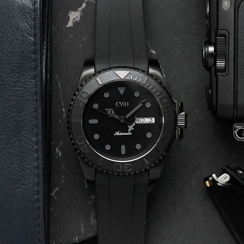 Blackfin - Cwh Special Custom Collective Day And Date Display Pvd Black Stainless Steel Rubber Strap Diver’S Watch Ch-Mod-M16 1