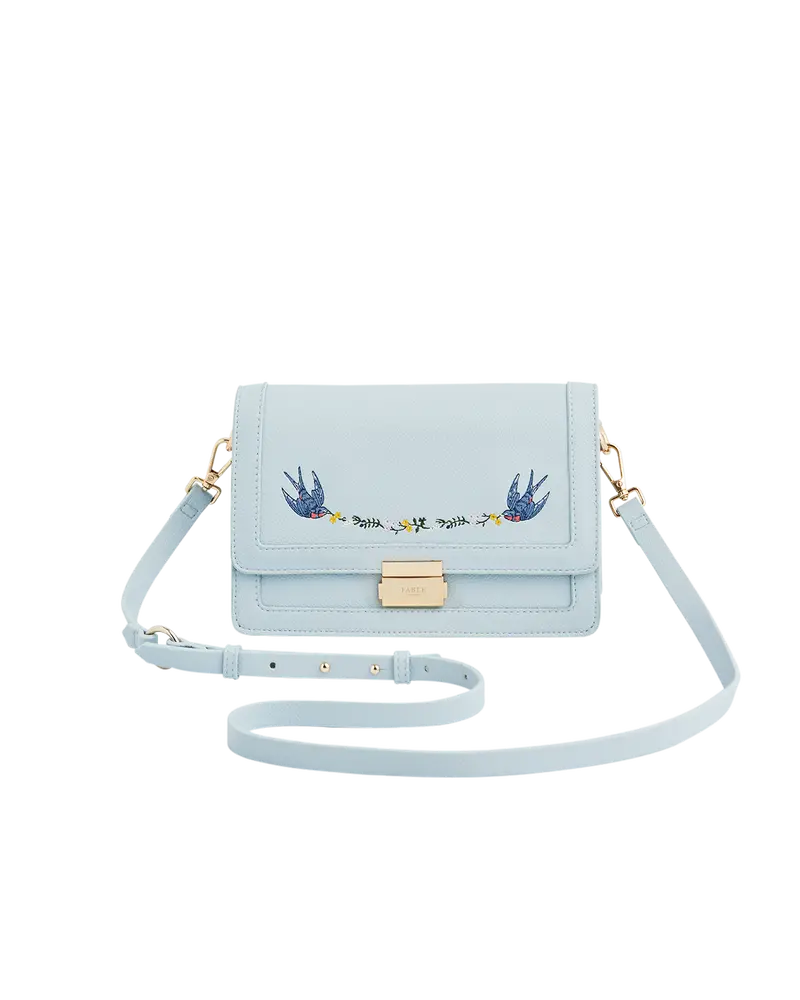 Blue Bird Embroidered Foldover Bag 1