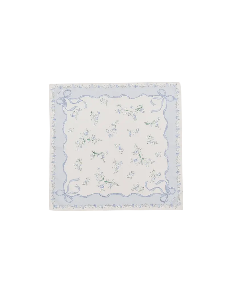 Blue Bow & Floral Square Scarf 1